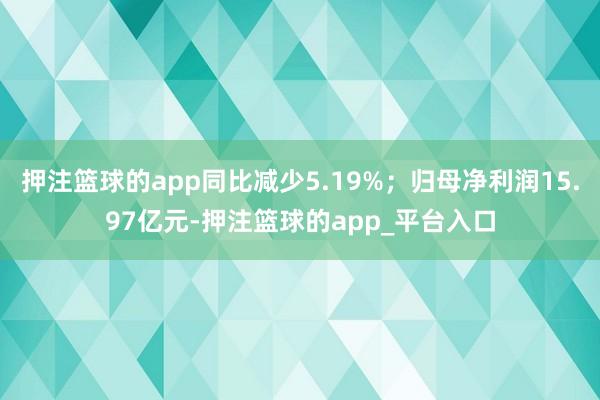 押注篮球的app同比减少5.19%；归母净利润15.97亿元-押注篮球的app_平台入口