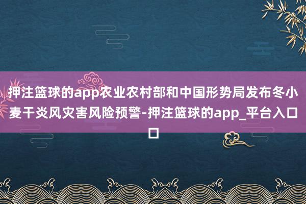 押注篮球的app农业农村部和中国形势局发布冬小麦干炎风灾害风险预警-押注篮球的app_平台入口