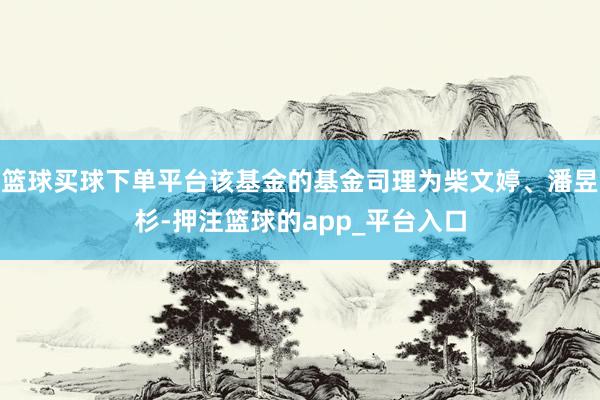 篮球买球下单平台该基金的基金司理为柴文婷、潘昱杉-押注篮球的app_平台入口