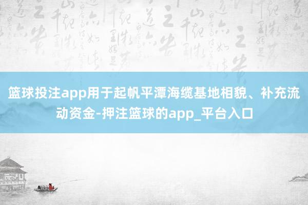 篮球投注app用于起帆平潭海缆基地相貌、补充流动资金-押注篮球的app_平台入口