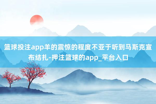 篮球投注app羊的震惊的程度不亚于听到马斯克宣布结扎-押注篮球的app_平台入口