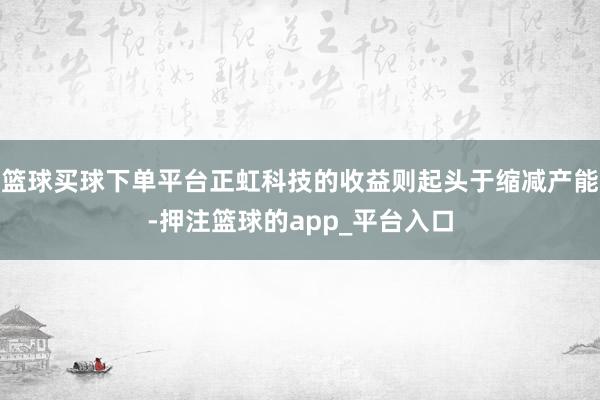 篮球买球下单平台正虹科技的收益则起头于缩减产能-押注篮球的app_平台入口