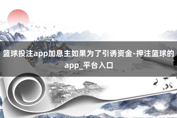 篮球投注app加息主如果为了引诱资金-押注篮球的app_平台入口