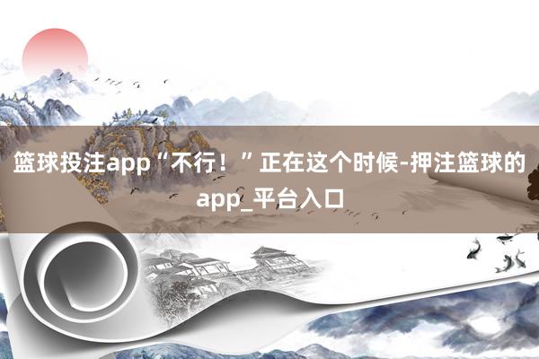 篮球投注app“不行！”正在这个时候-押注篮球的app_平台入口