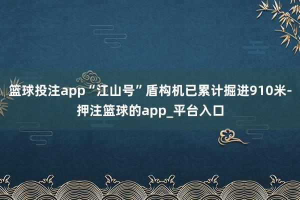 篮球投注app“江山号”盾构机已累计掘进910米-押注篮球的app_平台入口