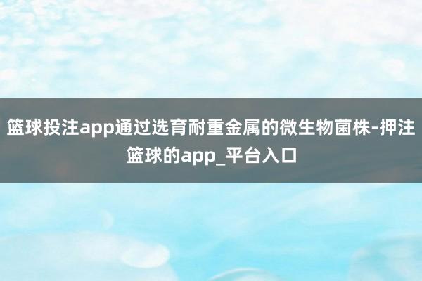 篮球投注app通过选育耐重金属的微生物菌株-押注篮球的app_平台入口