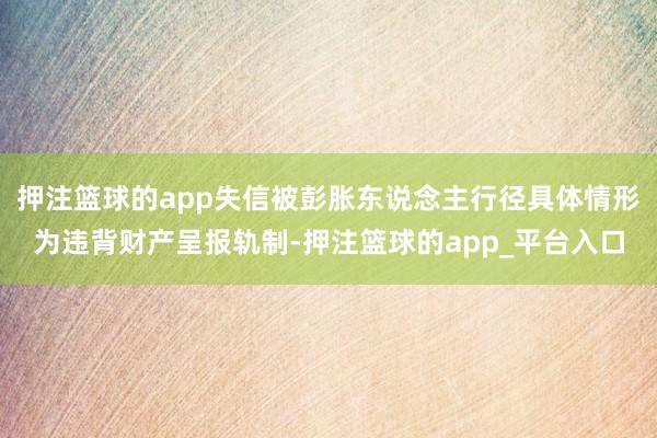 押注篮球的app失信被彭胀东说念主行径具体情形为违背财产呈报轨制-押注篮球的app_平台入口